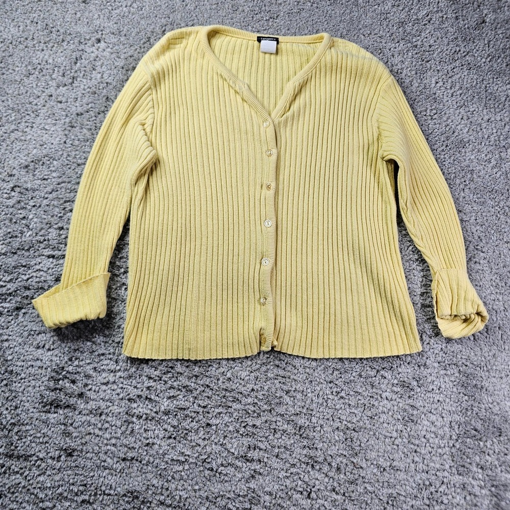 Langenis Women's Small Light Yellow Ribbed Cardigan